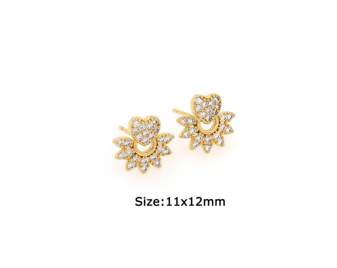 1 pair 18K Gold Filled Heart Stud Earrings,Gold Dainty Heart Stud Earrings,Simple Stud Earrings,Gift for Her