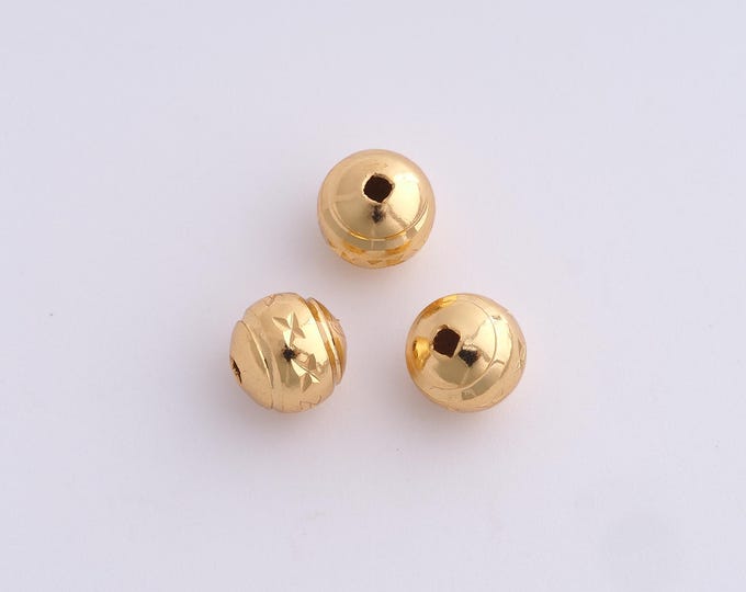 10 pcs 18K Gold Filled Round Spacer Beads,Gold Ball Beads, Round Beads DIY Bracelet Necklace Earrings Jewelry Making,8x7.8mm