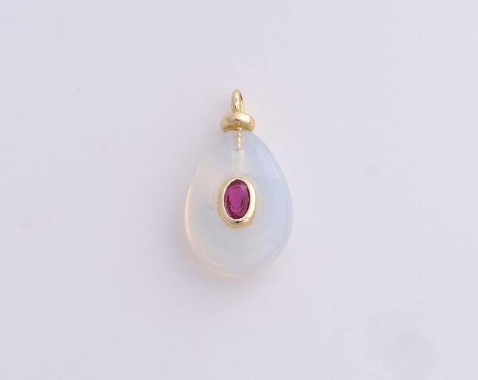 Opal Stone Pendant,18K Gold Filled Natural Stone Necklace,Waterdrop Pendant, DIY jewelry Making Accessories,22.8x12.8x6mm