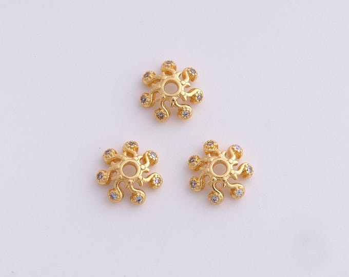 5 pcs 18K Gold Filled Flower Bead Caps,Flower Caps,Flower Bead Caps,Spacer Jewelry, DIY Jewelry Making,9.7x3mm