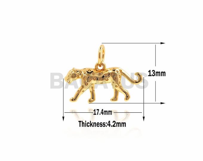 1pcs Brass gold-plated leopard pendant necklace, animal jewelry, DIY jewellery making supplies 13x17.4x4.2mm