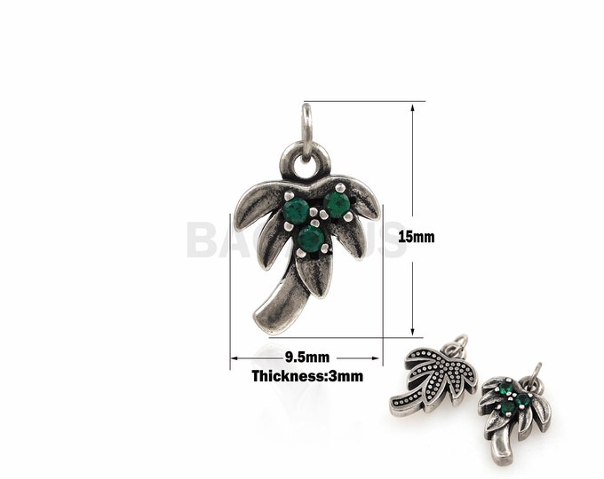 1PCS Palm Pendant Palm Tree Necklace Exquisite Pendant Necklace Tropical Jewelry Beach Necklace Plant Charm DIY Jewelry Making 15x9.5x3mm