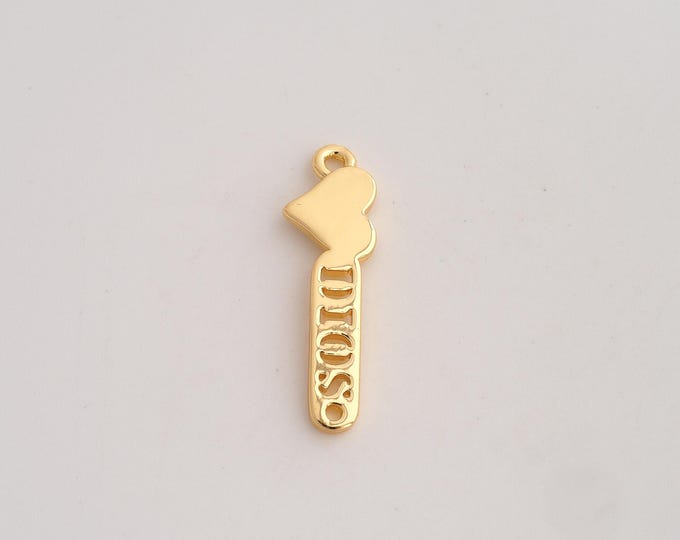 18K Gold Filled DIOS Connector,Heart Connector,Letter Connector for Jewelry Making 26.8x8.3x1.7mm
