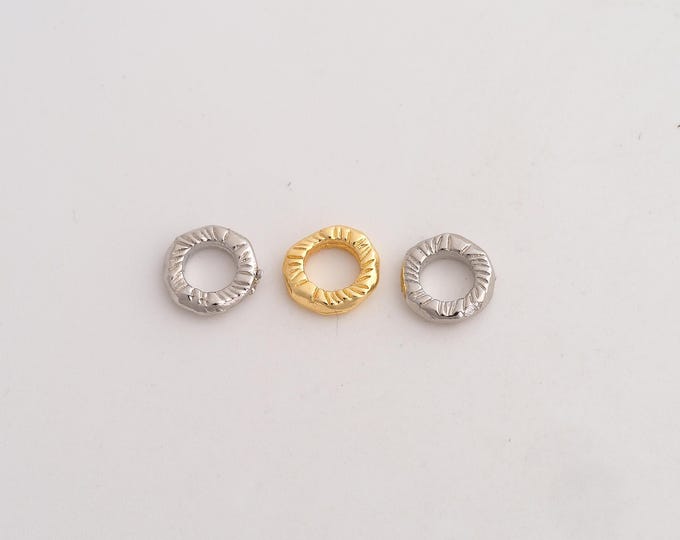 10 pcs Gold Round Beads,18K Gold Filld Flat Beads,for DIY Jewelry Making Supplies,8.2x2mm Hole 4.5mm