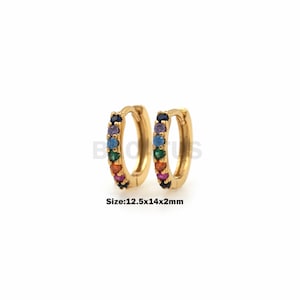 1Pair  Zircon Ear Ring Clip Zircon Nose Ring Band, Surgical Steel, Also Used For Septum, Ear, Spiral, Nose Nail, piercing needle 12.5x14x2mm