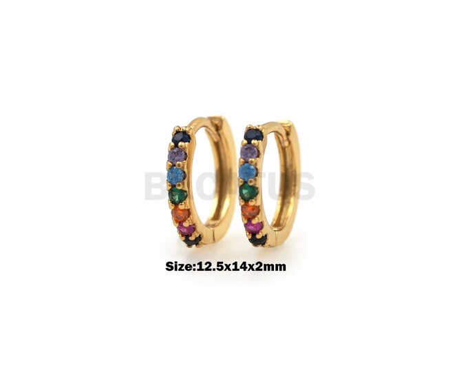 1Pair  Zircon Ear Ring Clip Zircon Nose Ring Band, Surgical Steel, Also Used For Septum, Ear, Spiral, Nose Nail, piercing needle 12.5x14x2mm