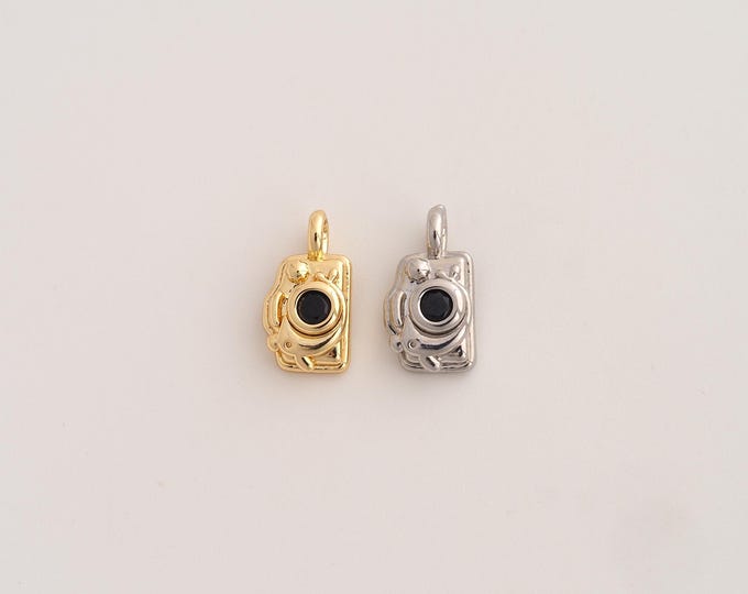 18K Gold Filled Camera Charm,Dainty Camera Pendant,CZ Camera Pendant ,DIY Jewelry Supplies,11.8x6.3x3.2mm