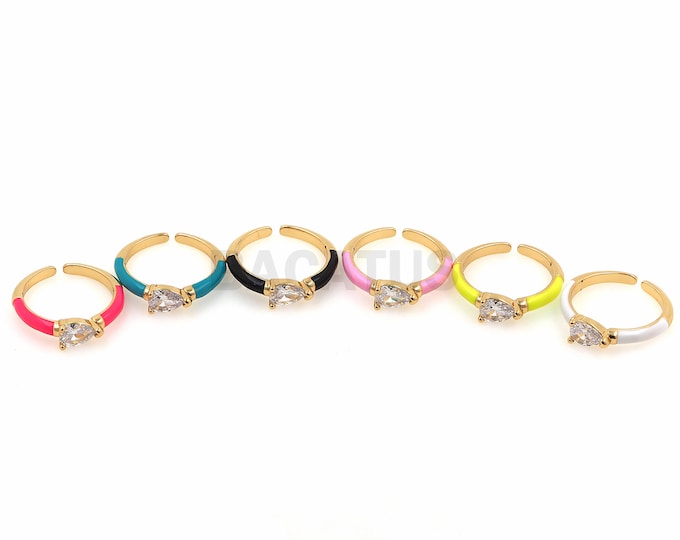 1PCS Micro-Set Drop-Shaped Zircon Ring, Adjustable Enamel Ring With Opening, Ladies Birthday Gift, Couple Jewelry