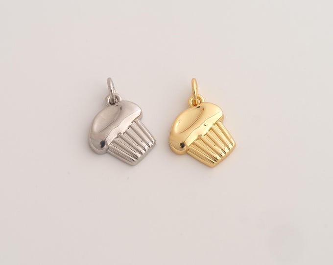 18K Gold Filled Cake Charm,Dainty Dessert Pendant,Cake Pendant ,DIY Jewelry Supplies,17x12.3x2.8mm