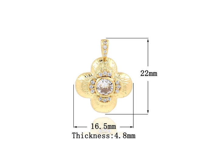 18K Gold Filled Flower pendant,Gold Dainty Flower Charms,Flower Charm Bracelet Necklace for DIY Jewelry Making Supply