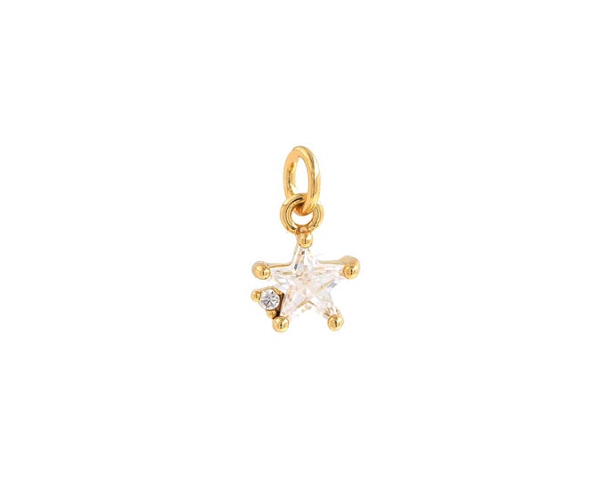 Star Pendant,18K Gold Filled Starburst Necklace, Micropavé CZ Celestial Pendant, DIY jewelry Making Accessories,13.3x7.8x4.5mm