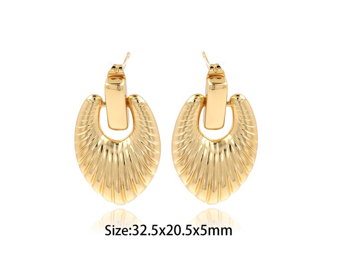 18K Gold Filled Bar Earrings, Boho Earrings, Water Drop Earrings,Dainty Drop Earrings, Gift For Her, 32.5x20.5x5mm
