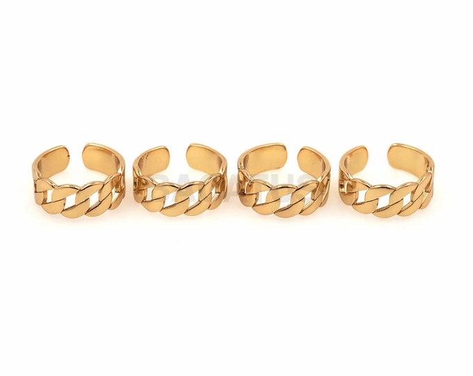 1pcs, 18K Gold Filled Chain Ring, Adjustable Ring, Golden Open Ring, Thick Chain Ring, Chain Chain Ring, A Gift For Her