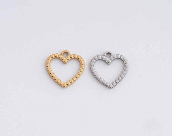 5 pcs Stainless Steel Heart Pendant,Love Charms,Heart Charm Bracelet Necklace for DIY Jewelry Making Supply,10.8x10.8x1mm