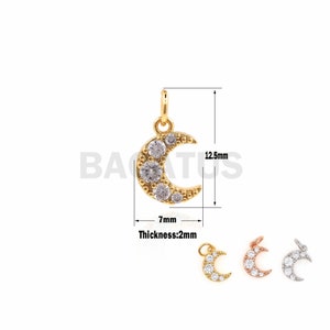 1PCS Mini Micro Pave Small Crescent Necklace, Moon Charm, CZ Gold Moon Pendant, Crescent Pendant, Suitable For Jewelry Making 12.5×7×2mm