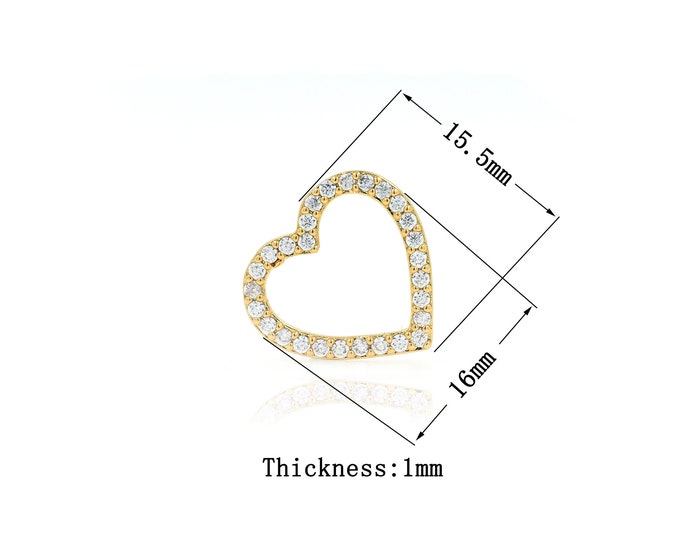 18K Gold Filled Heart Pendant,Gold Dainty Heart Charms,Heart Charm Bracelet Necklace for DIY Jewelry Making Supply