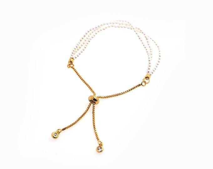Beads Bracelet Cuban Link Bracelet Pearl Bracelet 18K Gold Filled Cuban Link Bracelet Ladies Chain Bracelet 25cm