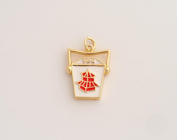 18K Gold Filled Cup Charm,Dainty Enamel Cup Pendant,Cup Pendant ,DIY Jewelry Supplies,23x15x3mm