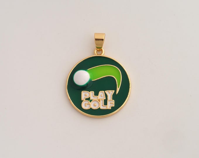 18K Gold Filled Golf Charm,Dainty Sports Pendant,Enamel Golf Pendant ,DIY Jewelry Supplies,33x24x3.7mm