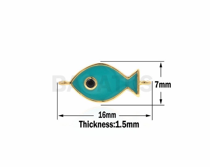 Eye Fish Pendant Connector,Enamel Eye  connector ,Turquoise Eye for DIY Handmade Supplies 7x16x1.5mm 1pcs