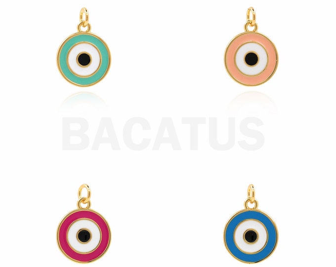 1PCS Greek Eye Pendant White Dripping Oil Necklace Eye Charm Eye Jewelry DIY Jewelry Supplies 18K Gold Filling Enamel charm 16x11x1.5mm