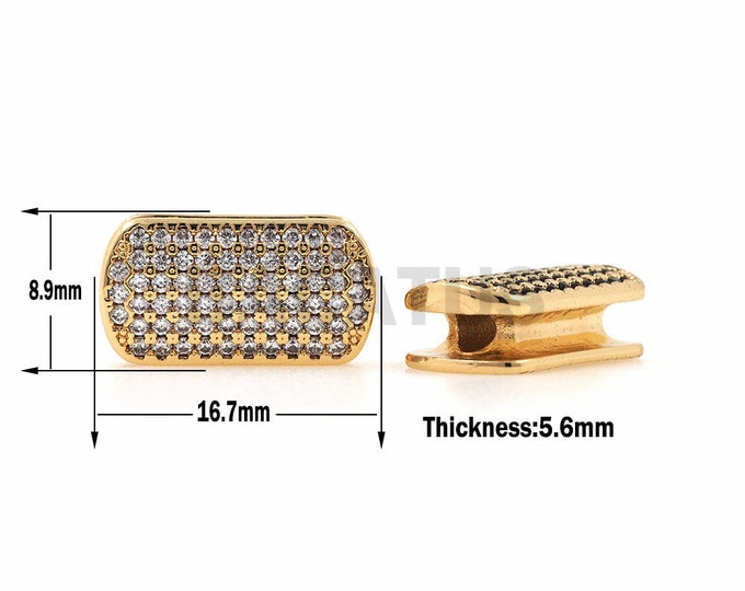 1pcs Brass Long Barrel Beads, CZ Beaded, Men's Bracelet Charms 8.9x16.7x5.6mm