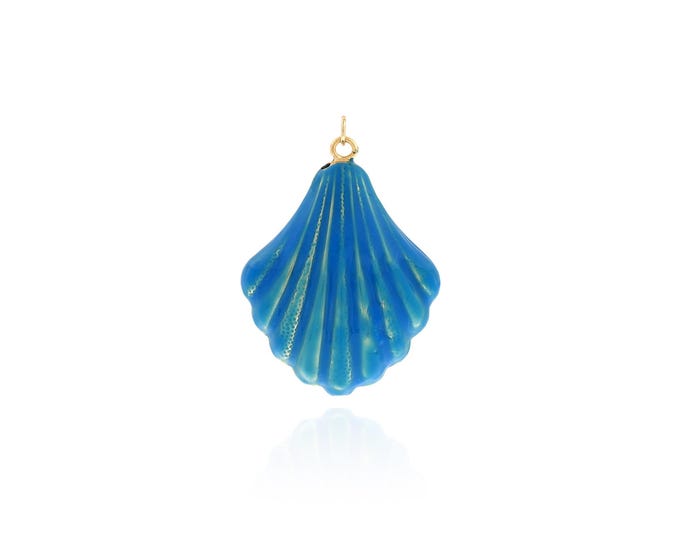 18K Gold Filled Shell Pendant,Conch Charms,Enamel Shell Charm Bracelet Necklace for DIY Jewelry Making Supply,48x34x16mm