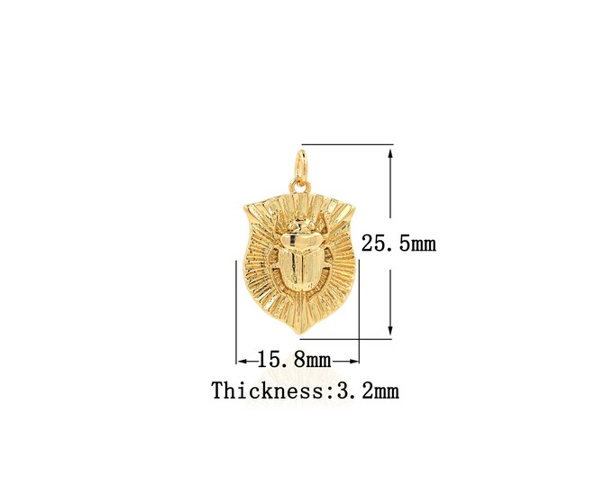 18K Gold Filled Insect pendant,Gold Dainty Round Charms,Insect Charm Bracelet Necklace for DIY Jewelry Making Supply
