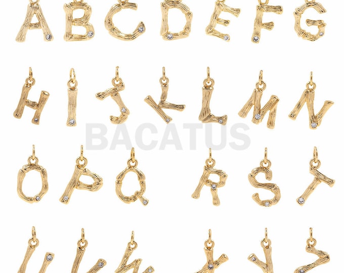 Gold  Alphabet, Letter pendants,Crystal letter Charm,Words Bracelet findings 1PCS