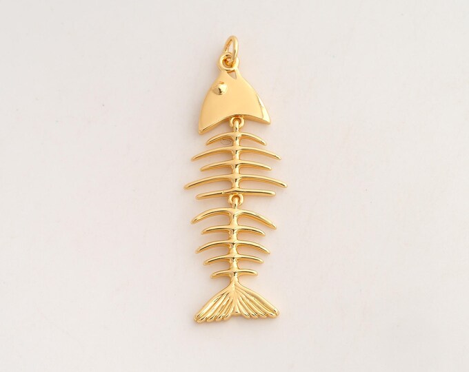 18K Gold Filled Fishbone Charm,Dainty Fishbone Pendant,Fishbone Pendant ,DIY Jewelry Supplies,46x15.7x2.6mm