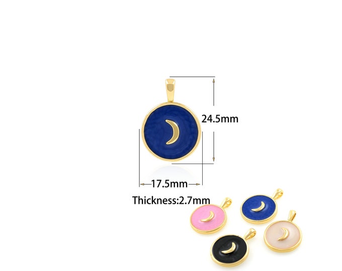 1Pcs Crescent Necklace, Enamel Disc Pendant Necklace, Personalized Gift Jewelry, Women's Crescent Pendant DIY Jewelry Making 17.5x24.5x2.7mm