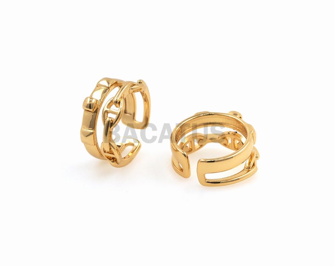 1PCS Double Row Ring Adjustable Ring 18K Gold Filled Jewelry Opening Jewelry