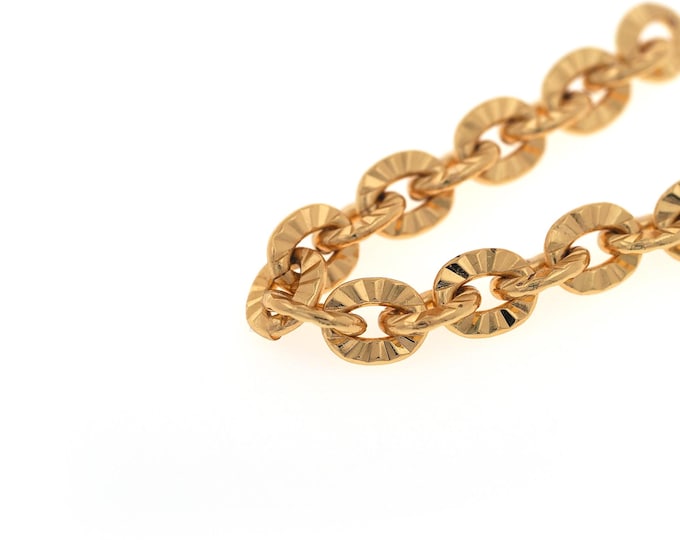 1 meter 18K Gold Filled Rectangular Chain, Brass Rectangular Chain,Nickel-Free Chain, Jewelry Necklace Bracelet Gold Chain,10.8x8.7x1.6mm
