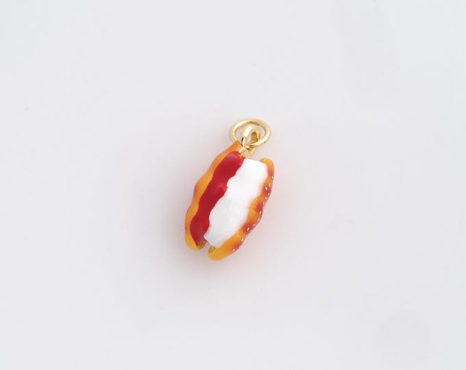 Enamel Bread Charms,18K Gold Filled Breakfast Pendant,Food Charms,DIY Jewelry Supplies,20.5x8.8x8.6mm