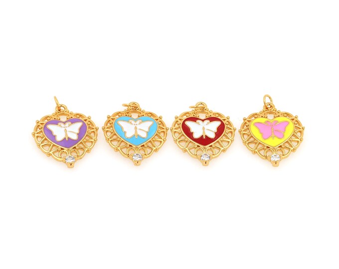 18K Gold Filled Butterfly Pendant,Gold Dainty Butterfly Pendant Charms,Simple pendant Bracelet Necklace for DIY Jewelry Making Supply