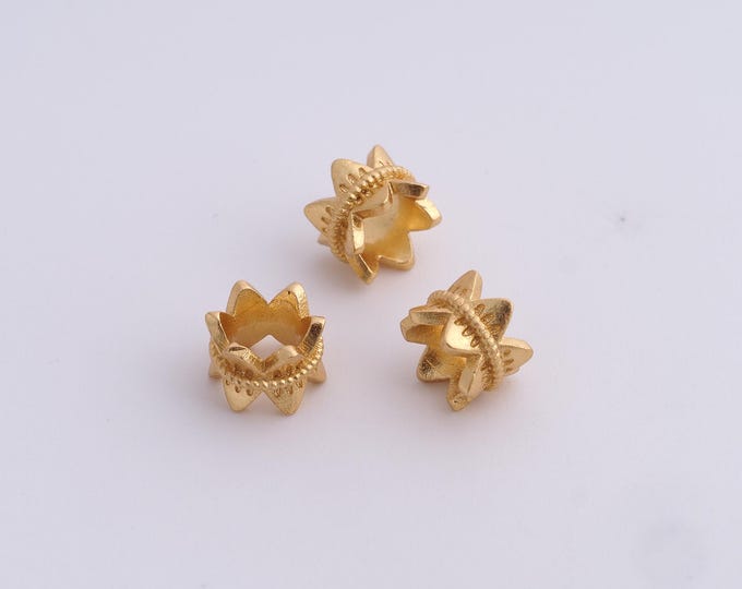 5 pcs 18K Gold Filled Flower Spacer Beads,Gold Tube Beads, Flower Beads DIY Bracelet Necklace Earrings Jewelry Making,7.2x5.3mm
