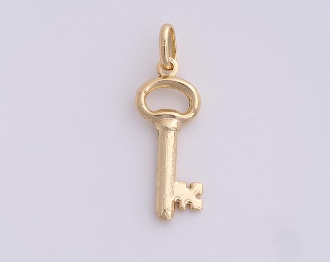 18K Gold Filled Simple pendant Key Pendant,Gold Dainty Key Charms,Bracelet Necklace for DIY Jewelry Making Supply,44.2x16x4mm