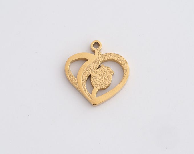 Stainless Steel Heart Pendant,Love Charms,Heart Charm Bracelet Necklace for DIY Jewelry Making Supply,16.4x15.6x1.6mm