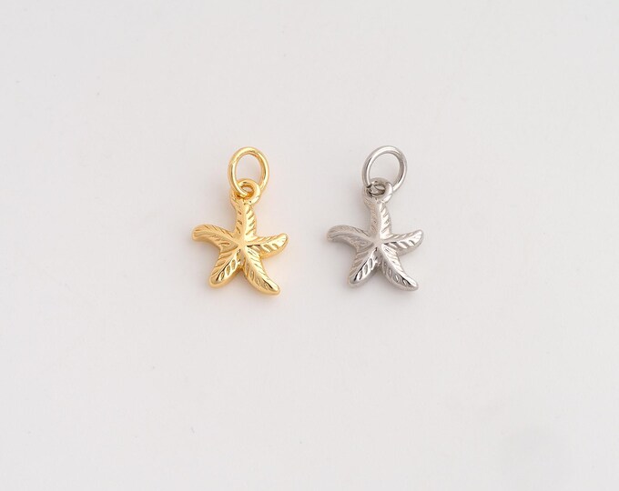 5 pcs 18K Gold Filled Starfish Charm,Dainty Starfish Pendant,Starfish Pendant ,DIY Jewelry Supplies,14.8x9.2x2.7mm