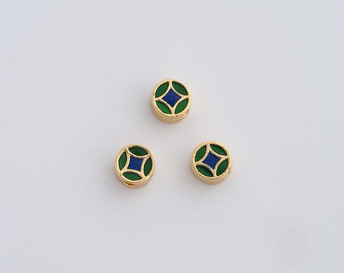18K Gold Filled China Knot Beads ,Flat Beads,Enamel Bead,Spacer Jewelry,  DIY Gold Jewelry Making,5.6x3.3mm