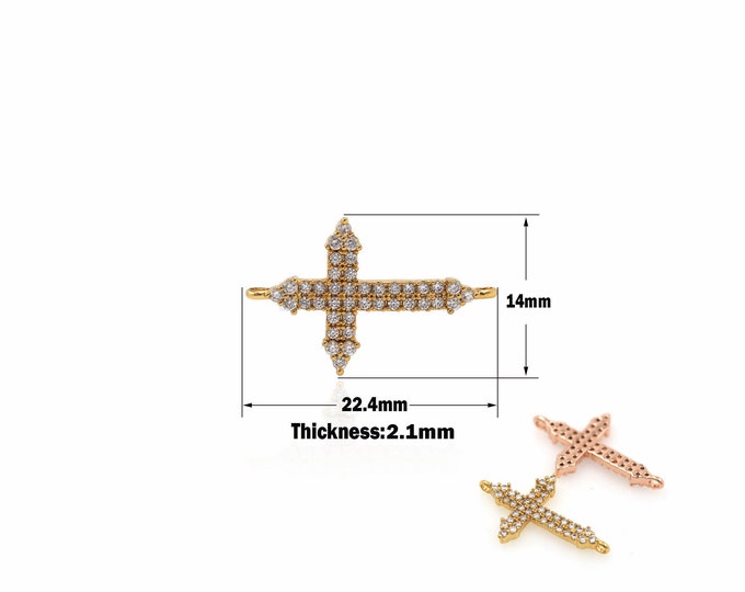 1PCS  Cross Pendant, CZ Charm, Christian Gift Supply Survey Results Suitable for Bracelet, Necklace, Jewelry Making Supplies  14x22.4x2.1mm