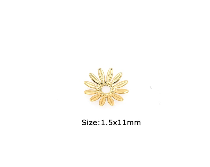 18K Gold Filled Flower Beads Cap,Gold Flower Beads Cap, DIY Bracelet Necklace Earrings Jewelry Making