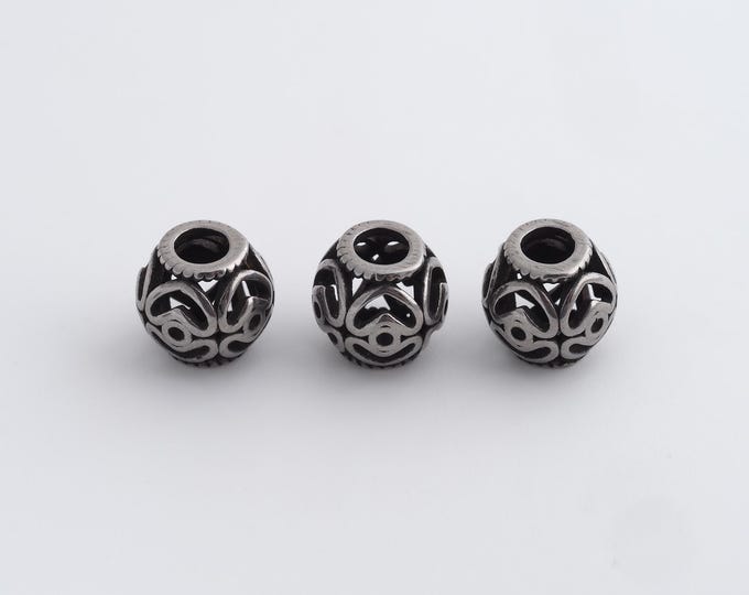 1 pcs Stainless Steel Retro Ball Spacer Beads,Silver Round Beads,Ball Beads DIY Bracelet Necklace Earrings Jewelry Making,10x9.4mm