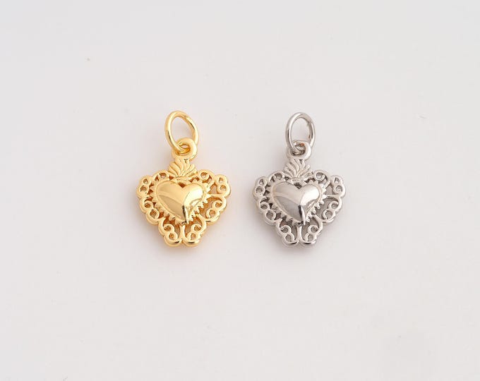 5 pcs 18K Gold Filled Heart Charm,Love Pendant,Heart Necklace Charm, DIY Jewelry Supplies, 16.8x10.7x3.3mm