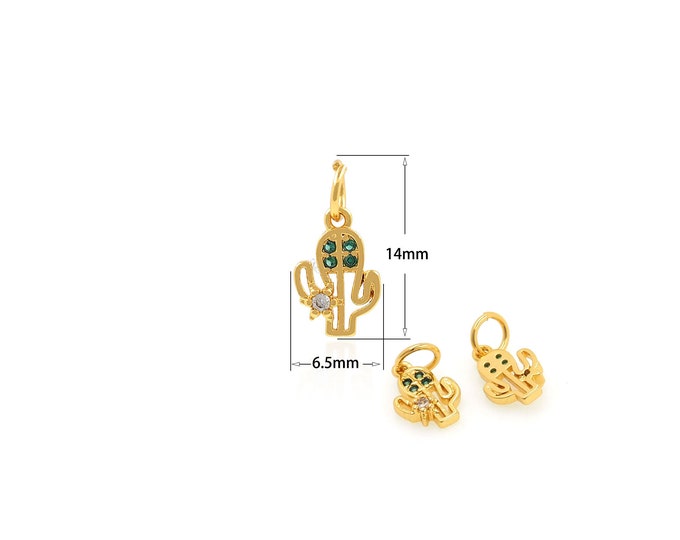 1PCS Micro-Pave Cactus Pendant Gold Pendant Necklace Exquisite Gold-Plated Pendant 18K Gold Necklace  Cactus Pendant Protective Gift For Her
