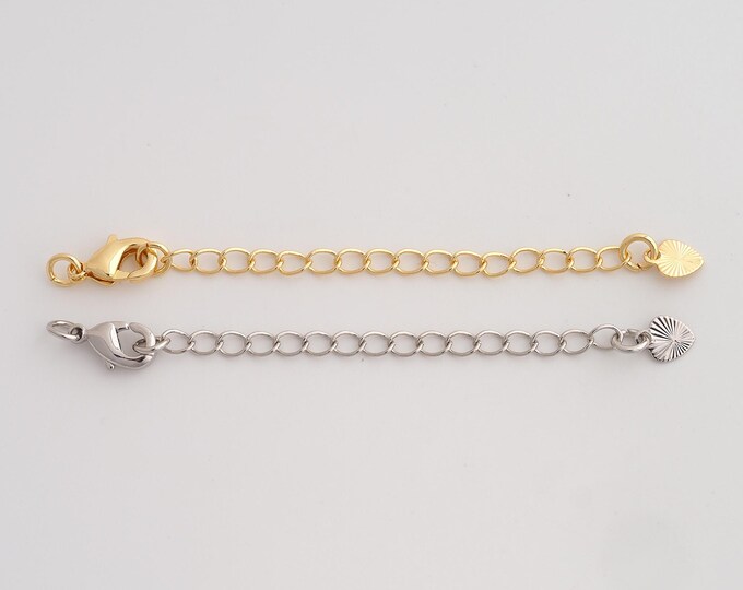 5 Str 18K Gold Filled Heart Chain, Extension Chain , Lobster Clasp Chain, DIY Jewelry Supplies, 7cm Heart:6.7x5x0.3mm