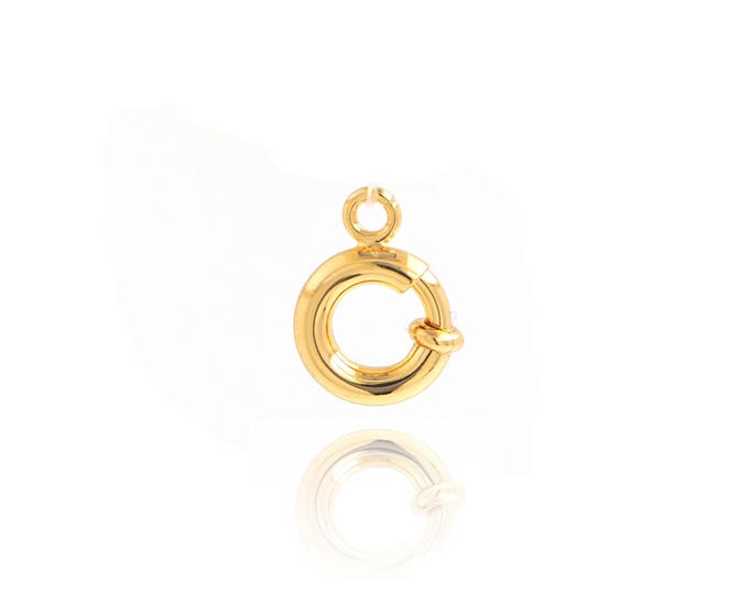 18K Gold Filled Snap Clasp,Round Spring Clasp Bracelet Necklace for DIY Jewelry Making Supply,9.5x7.5x1.8mm