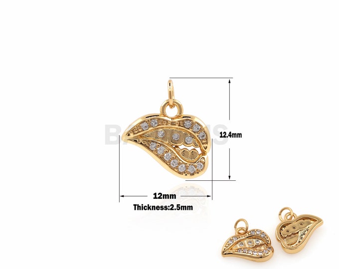 1PCS Lip Pendant Teeth Pendant Face Jewelry Micro-Pave Sexy Lip Necklace Suitable for Bracelet, Necklace, Jewelry Products 12.4x12x2.5mm