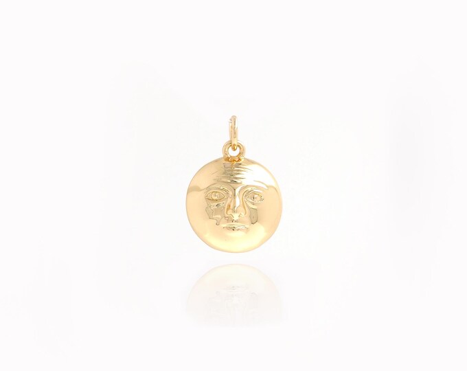 18K Gold Filled Round Pendant,Gold Dainty Face Charms,Simple pendant Bracelet Necklace for DIY Jewelry Making Supply,18.5x13.5x5.5mm