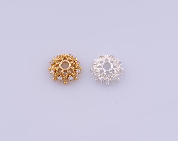 5 pcs 18K Gold Filled Flower Bead Caps,Flower Caps,Flower Bead Caps,Spacer Jewelry, DIY Jewelry Making,10.6x3.2mm
